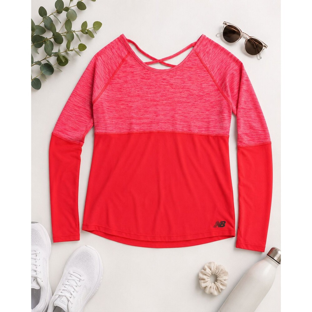 New Balance Girls L 14 Coral Pink Long Sleeve Athletic Top
